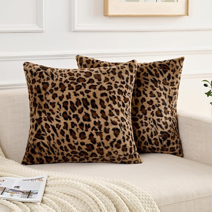 GALMAXS7 Cheetah Pillow Covers 20x20 Faux Fur Throw Pillow Covers Set of 2 Leopard Couch Pillow Covers Fluffy Soft Decorative for Home Living Room Bedroom