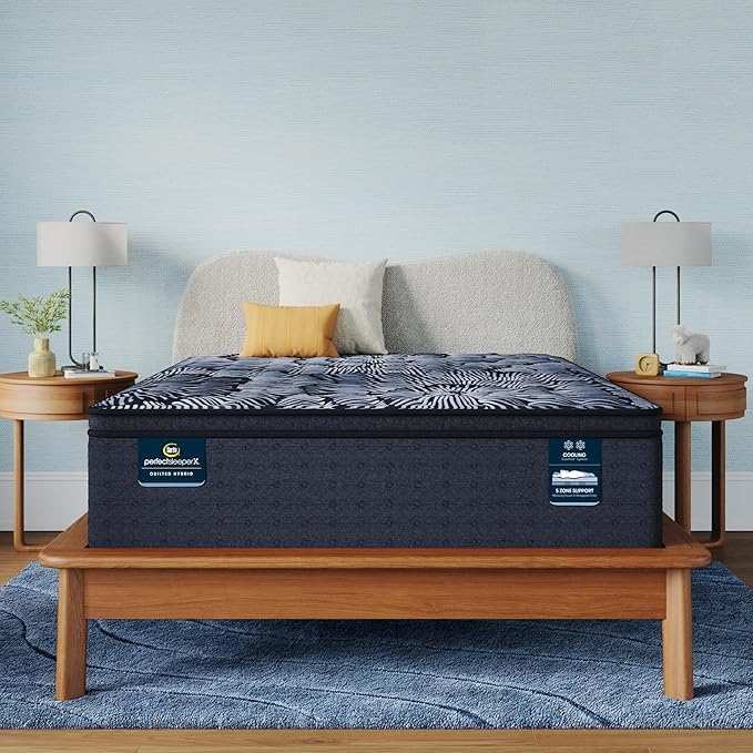Serta Perfect Sleeper X - Lexton 14.25" Medium Pillow Top King Quilted Hybrid Mattress - 5 Support Zones and Cooling Tech for a Restorative Sleep - 100 Night Trial, CertiPUR-US Certified