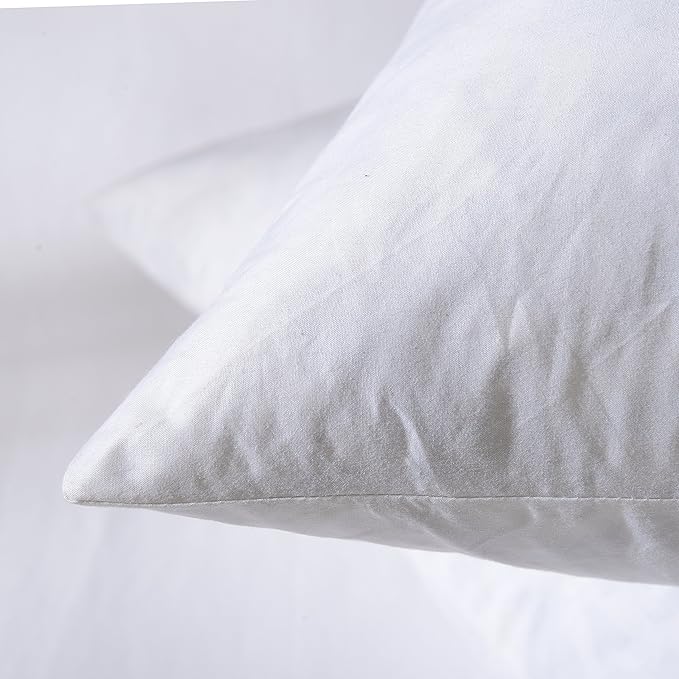 basic home Hotel-Style Goose Feather Accent Pillow Insert for Sofa & Bed - 100% Odorless & Plump Cushion Filler - 233TC Cotton with Inner Liner to Prevent Poking (14x14 Inch)