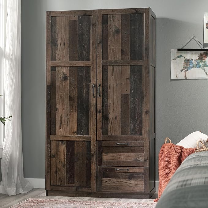 Sauder Miscellaneous Storage Wardrobe/Storage Cabinet/Pantry Cabinet, Reclaimed Pine Finish