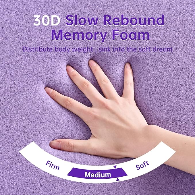 MUXHOMO 3.9 Inch 7-Zone Cal King Mattress Topper, Egg Crate Memory Foam Mattress Topper Cal King for Back Pain, Lavender Cooling Gel Infused Bed Pad, CertiPUR-US and Oeko-TEX Certification (83"×71")