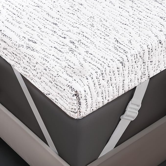 Subrtex Mattress Topper Cover King Size 3 Inch (Only Cover) Mattress Topper Protector Bedding Removable Encasement with Zipper Closure