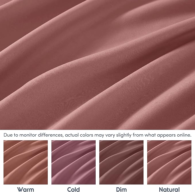 Nestl 4 Pack Pink Clay Fitted Sheet Extra Deep Pocket, Hotel Luxury FullFitted Sheet Only Easily Fits 18 to 24 Inch Mattress, Super Soft, Wrinkle-Free and Breathable with Corner Straps