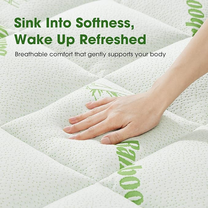 Mattress Pad King Size, Cooling Pillow Top Mattress Topper, Ultra Soft Viscose Made from Bamboo, Breathable for Hot Sleepers, Deep Pocket 8"-20", Green