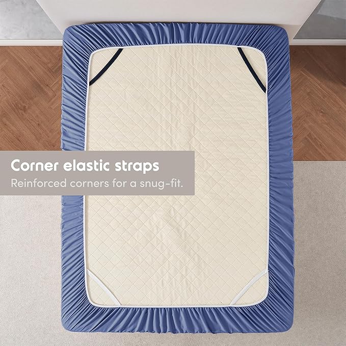 Nestl 2 Pack Royal Blue Fitted Sheet Extra Deep Pocket, Hotel Luxury QueenFitted Sheet Only Easily Fits 18 to 24 Inch Mattress, Super Soft, Wrinkle-Free and Breathable with Corner Straps