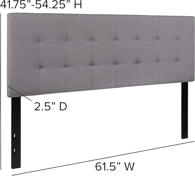 Flash Furniture Bedford Tufted Upholstered Queen Size Headboard in Light Gray Fabric