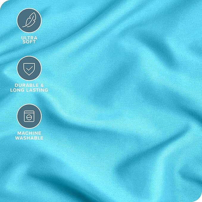 Bare Home Microfiber Pillow Cases - Standard/Queen Size Set of 2 - Cooling Pillowcases - Double Brushed - Aqua Pillowcases 2 Pack - Easy Care (Standard Pillowcase Set of 2, Aqua)
