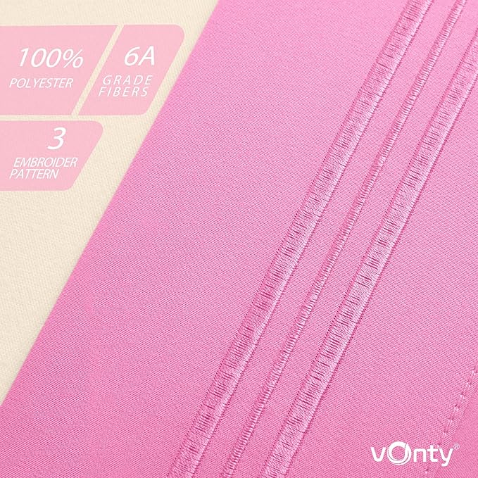 Vonty 2 Pack King Pillow Cases - 20x40 Inch, 1800 Thread Count Microfiber Pillowcases King Size Pink Pillow Cases Luxury & Soft Embroidered Bed Pillow Covers with Envelope Closure