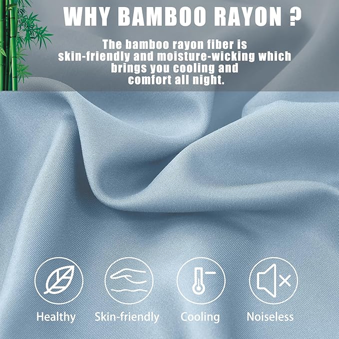 Pillow Cases King Size 2 Pack, Bamboo Rayon Cooling Pillowcases with Envelope Closure, Cool Breathable Pillow Case for Hot Sleepers & Night Sweats, 20x40 inches,Aqua Blue