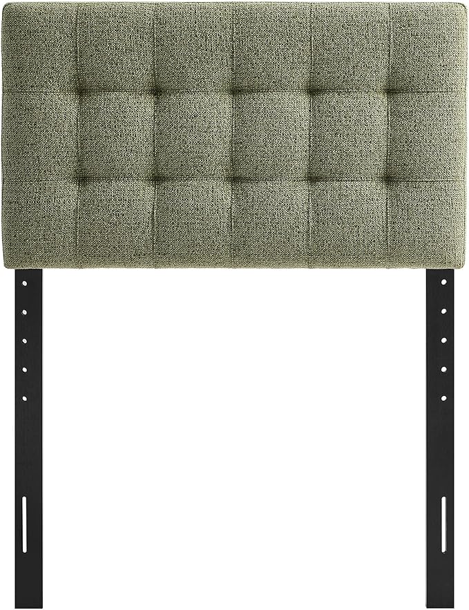 Modway Lily Twin Size Headboard with Biscuit Tufting in Leaf - Fabric Upholstery with Padded Design and 5 Height-Adjustable Mounts