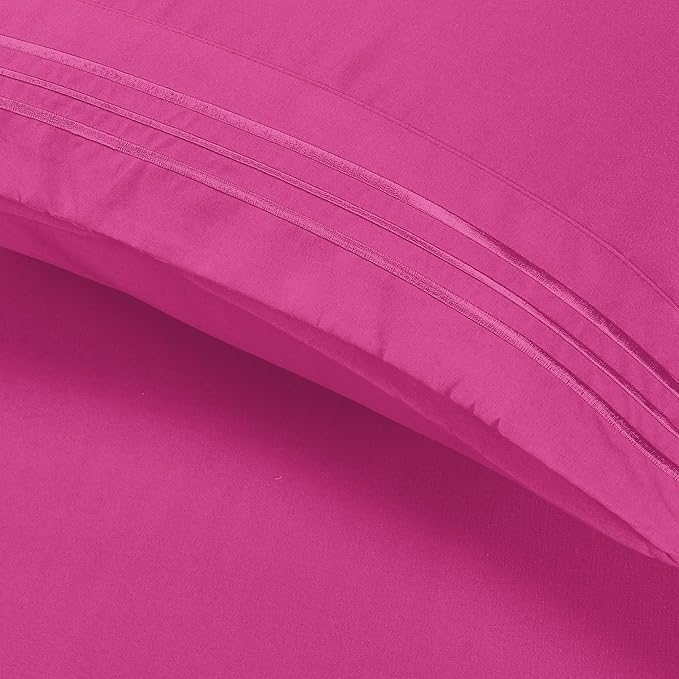 Elegant Comfort Luxury Ultra-Soft 2-Piece Pillowcase Set - 1500 Premium Hotel Quality Microfiber Double Brushed - Wrinkle Resistant, Standard/Queen, Pink