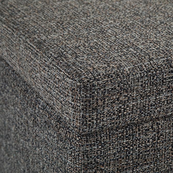SIMPLIHOME Avalon Storage Ottoman Bench - 48" Wide x 16" High Upholstered Tweed Look Fabric Rectangular Lift-Top Ottoman in Dark Grey, Contemporary Storage Bench for Living Room with High-Density Foam