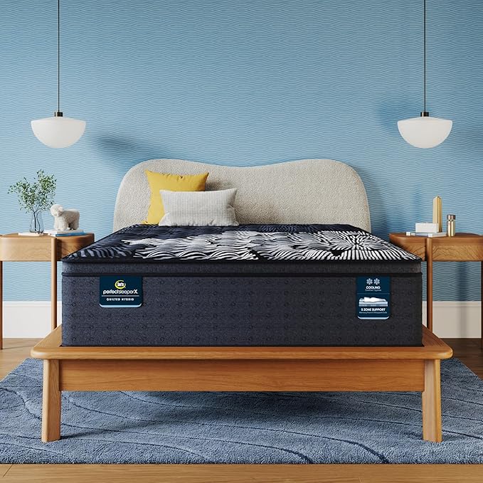 Serta Perfect Sleeper X - Max 15.25" Firm Pillow Top Queen Quilted Hybrid Mattress - 5 Support Zones and Cooling Tech for a Restorative Sleep - 100 Night Trial, CertiPUR-US Certified