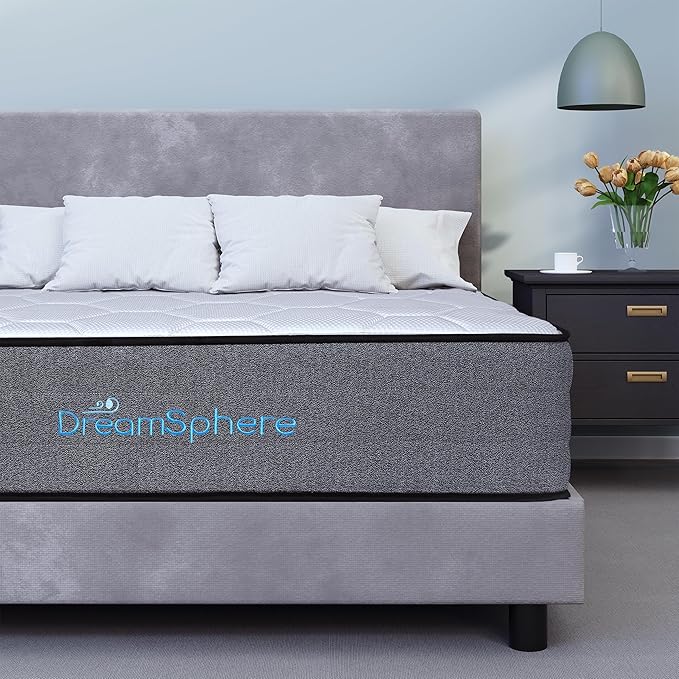 DreamSphere 14-inch California King Hybrid Mattress, Medium Firm Gel Memory Foam Mattress, CertiPUR-US Certified, Mattress in a Box, Cal King Mattress