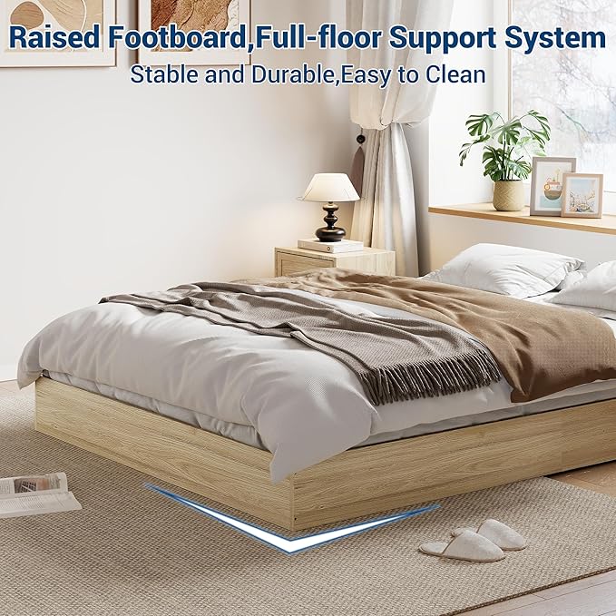 GarveeHome King Size Wood Platform Bed Frame,Wooden Bed Frame Without Headboard, Wood Slat Support,No Box Spring Needed, Easy Assembly
