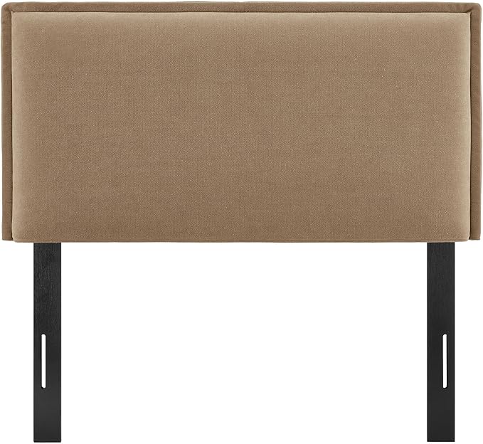 Modway Camille Twin Size Upholstered Linen Blend Headboard with Removable Slipcover – in Almond - Padded Pillow Style Headboard with Adjustable Mounting for Twin Beds