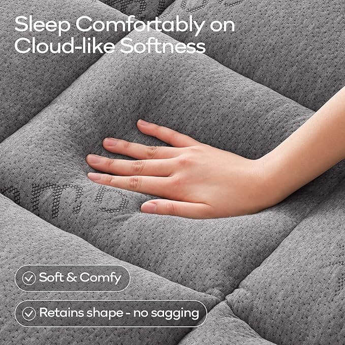 OLANLY Full Mattress Topper – Viscose Made from Bamboo, Cooling Soft Full Pillow Top Mattress Pad for Back Pain Relief, Plush Down Alternative Fill Bed Topper with Elastic Deep Pocket, Light Gray