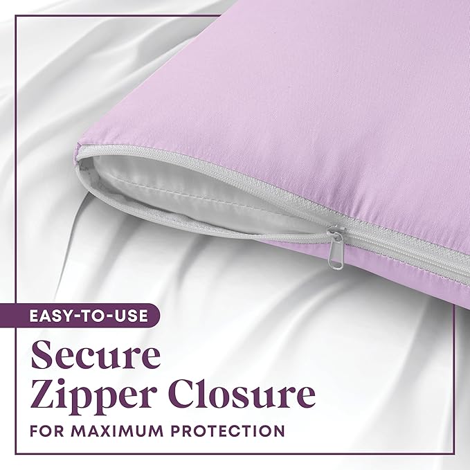 CirclesHome Pillow Protectors 4 Pack Standard Zippered - 100% Cotton Breathable Pillowcases - Protects Pillows from Dirt, Dust and Debris (Standard - Set of 4 - 20x26)