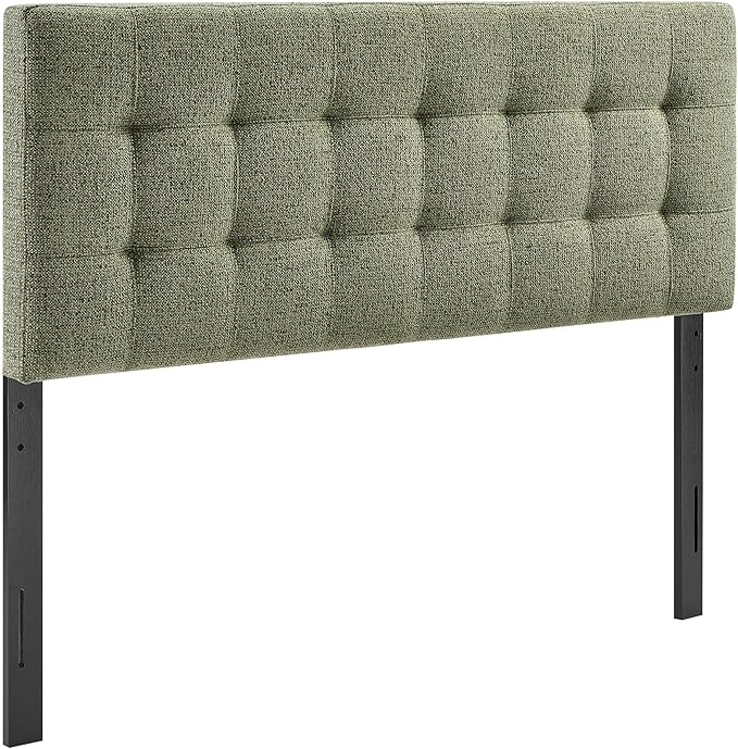Modway Lily Full Size Headboard with Biscuit Tufting in Leaf - Fabric Upholstery with Padded Design and 5 Height-Adjustable Mounts