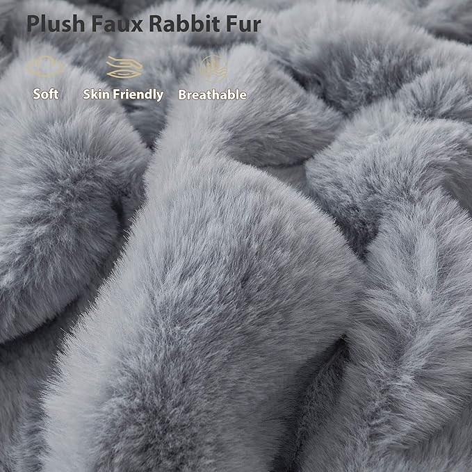 LIFEREVO Fluffy Faux Rabbit Fur Body Pillow Cover, Soft Cute Bubble Shaggy Plush Bed Body Pillowcase with Zipper Closure, Long 20"x54" Fuzzy Furry Pillow Case for Pregnancy Side Sleeper, Light Grey