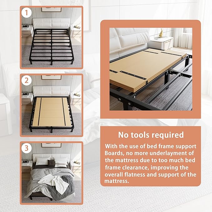 Imperius Foldable Box Spring, Bunkie Board, Bed Support Slats, Bed Boards for Under, Queen 64"X58"