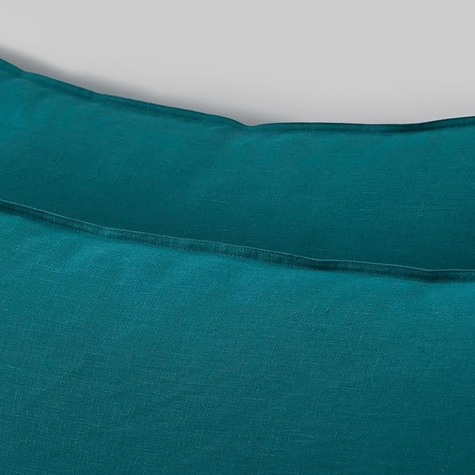CHUFFED Linen Pillowcases 2 Pack 100% Linen Standard Pillow Cases, Breathable and Cooling Washed Pillowshams with Zipper Closure, 20x36 Inches,Dark Blue