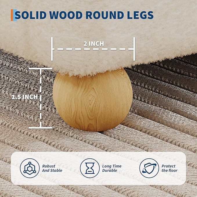 Twin Size Cloud Bed Frame，Teddy Fleece Low Bed Frame Without Headboard, Thick Boucle Fabric Upholstered Platform Bed, Solid Wood Legs, No Box Spring Needed, Never Squeak, Easy Assembly, Cream