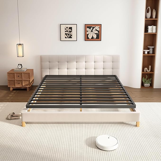 VIPSHOW 2 Inch California King Metal Box Spring with Round Corners - 3000 lbs Capacity, Low Profile Bed Slat Replacement Bunkie Board with Steel Slats, Noise-Free, Easy Assemble, Black