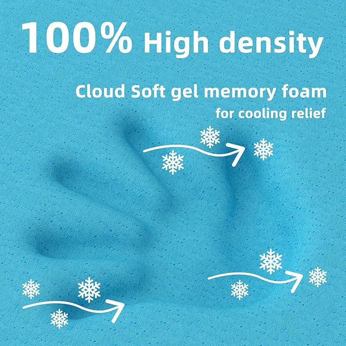 2"x27.5"x52" Mattress Topper, 27.5" Wx52 L Size with Super Soft Water-Resistant, Detachable & Machine Washable Cover, CertiPUR-US Certified Gel-Infused Memory Foam Pad, Pure White