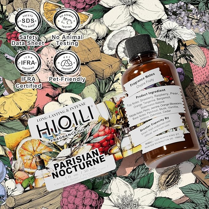 HIQILI Parisian Nocturne Fragrance Oil for Diffuser, Inspired by YL's M.on Paris, Candle & Soap & Perfume Balm Making, Sweet Notes, Long-Lasting Aroma - 1 Fl Oz