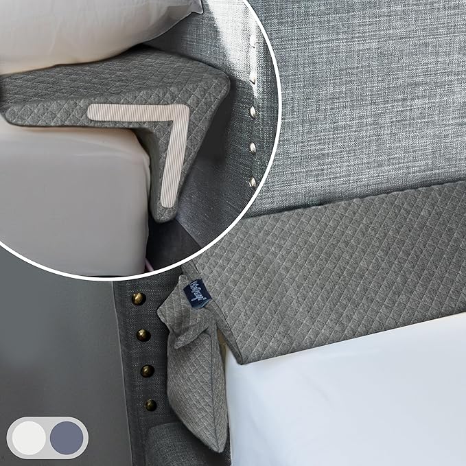 XetraDesign Bed Wedge Pillow for Headboard Gap Up to 7", Triangle Pillow Wedge for Headboard Gap, Bed Gap Filler, Mattress Gap Filler, Corner Pillow, Grey Cal-King 72"