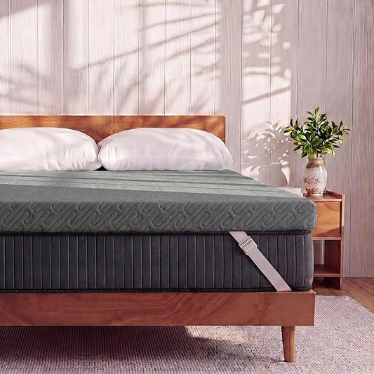 VALUXE 3 Inch Gel Memory Foam Mattress Topper King Size High Density Cooling Pad Pressure Relief Bed Topper Grey (with Removable & Washable Bamboo Cover)