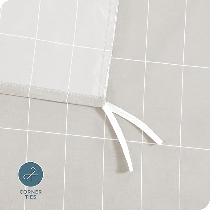 Bare Home Bedding Duvet Cover King Size - Premium 1800 Super Soft Collection - Lightweight, Cooling - Soft Breathable Bedding Duvet Cover (King, Grid - Stone/White)