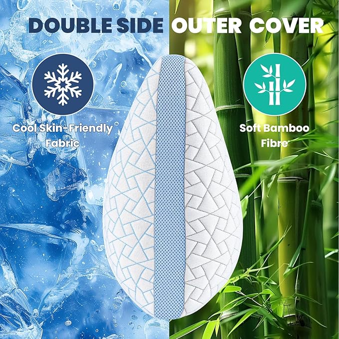 A-Pce Adjustable Pillow, Queen Size Bed Pillows for Sleeping, Shredded Memory Foam Pillows, Cooling Pillow for Side, Back, Stomach Sleepers, Bed Pillows for Hot Sleepers,Extra Fill Included