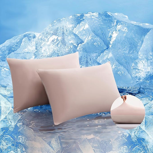 TELUS Cooling Pillowcases Standard Size 2-Pack, Silky Soft Breathable Pillow Case with Envelope Close, Stay Cool Pillow Cover for Hot Sleepers and Night Sweats, 20x26 Inch