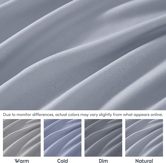Nestl 4 Pack Ice Blue Fitted Sheet Extra Deep Pocket, Hotel Luxury QueenFitted Sheet Only Easily Fits 18 to 24 Inch Mattress, Super Soft, Wrinkle-Free and Breathable with Corner Straps