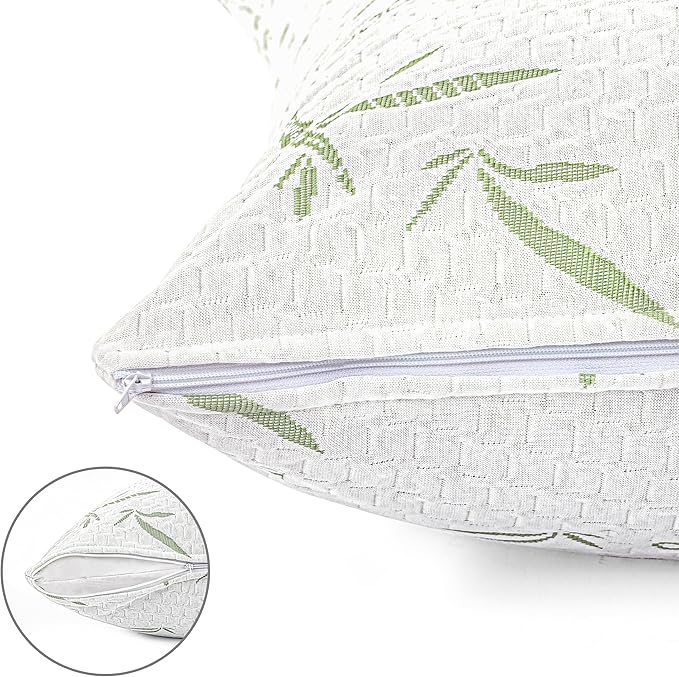 Utopia Bedding Waterproof Pillow Protectors with Zipper Standard Size (2 Pack), Soft and Cooling Bamboo Viscose Pillow Covers, Bed Bug Proof Pillow Encasements 20 x 26 Inches