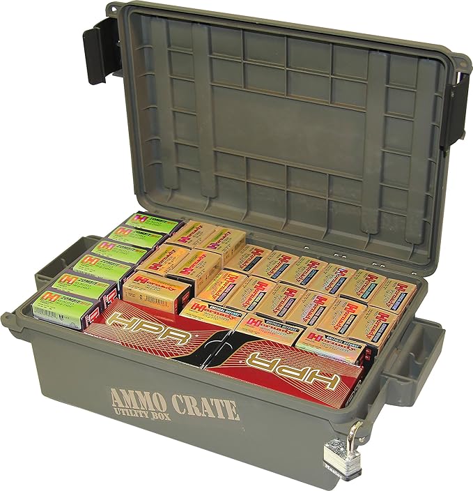 MTM ACR4-18 Ammo Crate Utility Box-Carry up to 65lbs of gear-Stackable design,double padlock for security - Water-resistant O-ring seal - Army Green,(Pack of 4)