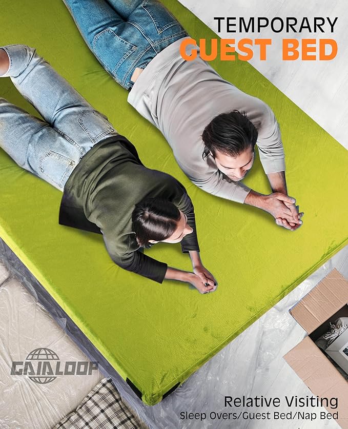 Extra Thick GAIALOOP 4 INCH Memory Foam Camping Mattress, Roll Up Floor Sleeping Mat Camp Cot Mattress Pad Travel Camping Couch Bed for Guest Adults Side Sleepers