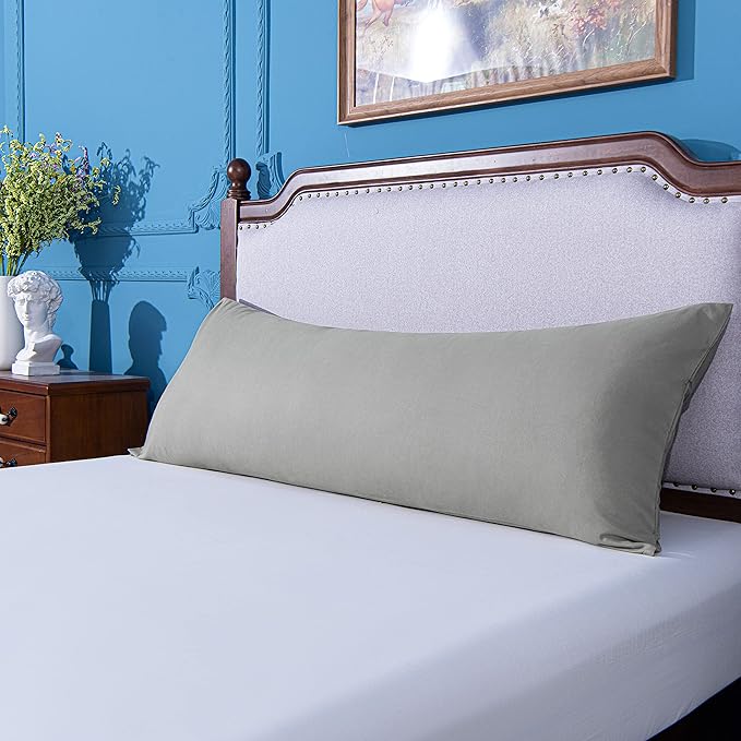 NTBAY Body Pillowcase - Brushed Microfiber 20x54 Pillowcase - Soft, Wrinkle-Free, Fade-Resistant, Stain-Resistant, Smoke Grey Body Pillow Cover with Envelope Closure - 20x54 Inches, Smoke Grey