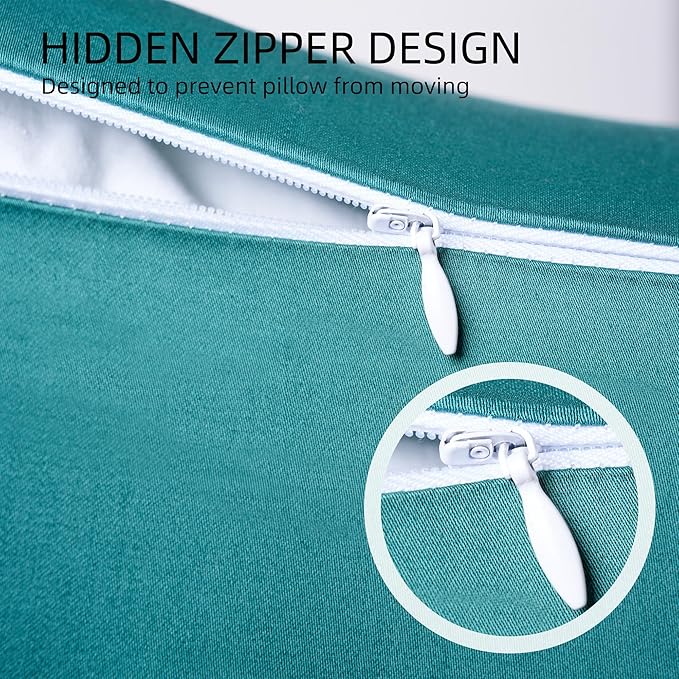 Cotton Pillow Protectors/Cover Queen Size with Zipper 2 Pack Teal Blue Pillow Cases Cooling & Breathable Bed Pillow Protectors Set of 2 Pillow Cases Cover (20" x 30")