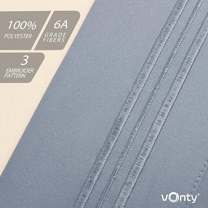 Vonty 2 Pack Queen Pillow Cases - 20x30 Inch, 1800 Thread Count Microfiber Pillowcases Queen Size Grey Pillow Cases Luxury & Soft Embroidered Bed Pillow Covers with Envelope Closure