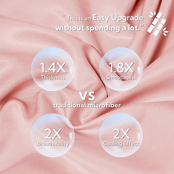 MR&HM King Pillow Cases Set of 2, Cooling Pillow Case for Hot Sleepers 20"x36", Breathable & Moisture Wicking, Soft Envelope Pillowcases, Rayon Derived from Bamboo & Polyester Blend (Pink)