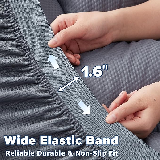 ELVEN HOME Full Size Mattress Pad for Pain Relief, Quilted Fitted Cooling Mattress Topper for Double Bed, Pillow Top Mattress Protector Cover with 8-21" Deep Pocket (54x75 inch, Grey)