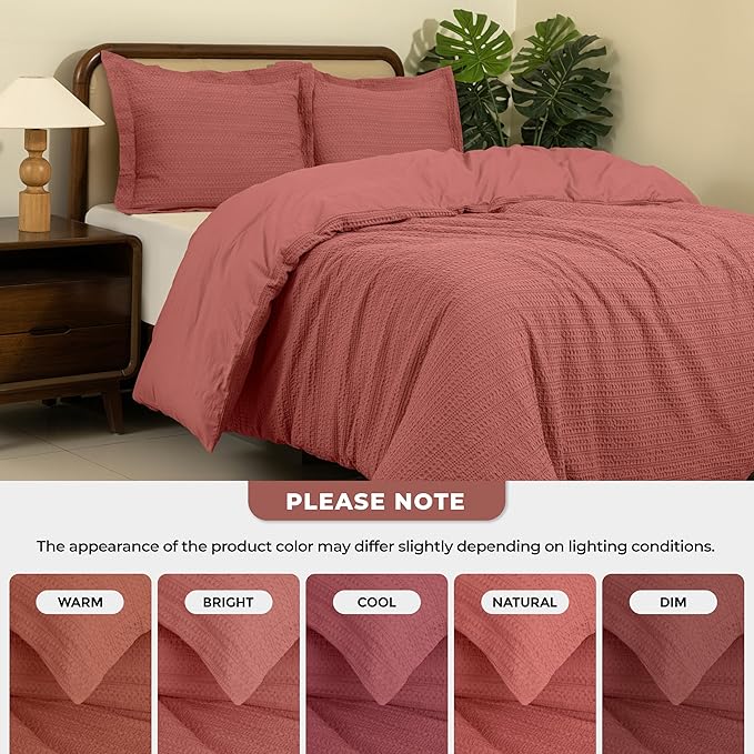 Dreamology Waffle Weave Duvet Cover, Queen Duvet Cover Set,100% Cotton Waffle Duvet Covers with Zipper Closure, Soft Textured & Breathable Queen Bedding Set,Duvet Cover Queen 3 Pieces (Terracotta)