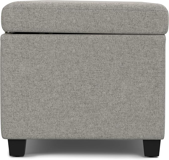 SIMPLIHOME Avalon Extra Large Storage Ottoman Bench - 54 inch Wide Upholstered Linen Look Fabric Rectangular Lift-Top Ottoman in Cloud Grey, Contemporary Bench for Living Room with Hidden Storage