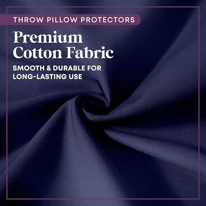CIRCLESHOME Throw Pillow Protectors - 100% Cotton Breathable Pillowcases - 24 X 24 Square Pillowcases - Protects Pillows from Dirt, Dust and Debris (Square Pillow - 2 Pack- 24x24)
