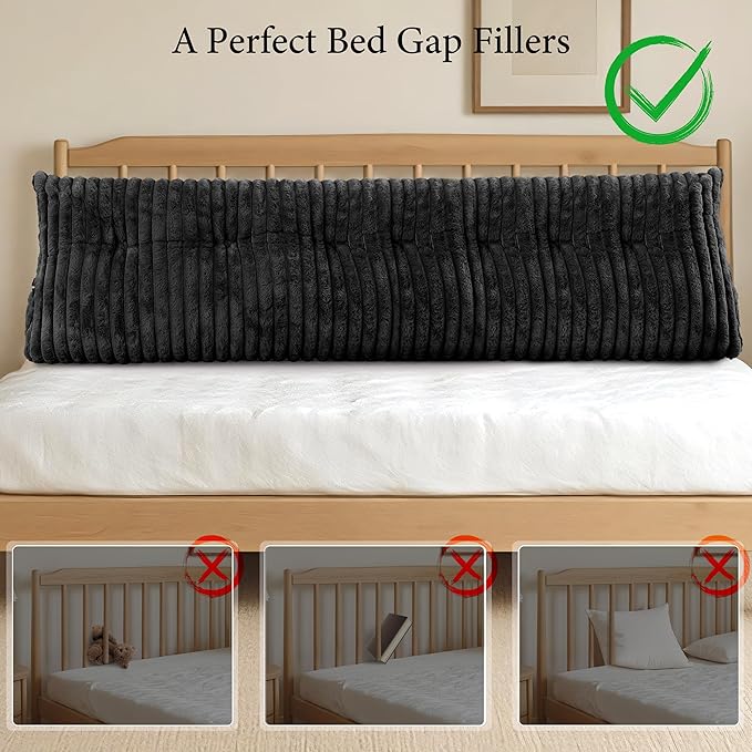 Headboard Pillow King, Triangular Wedge Pillow Headboard King, Cushion Headboards Reading Pillows, Backrest Pillows for Sitting in Bed or Working with Removable Cover, Black