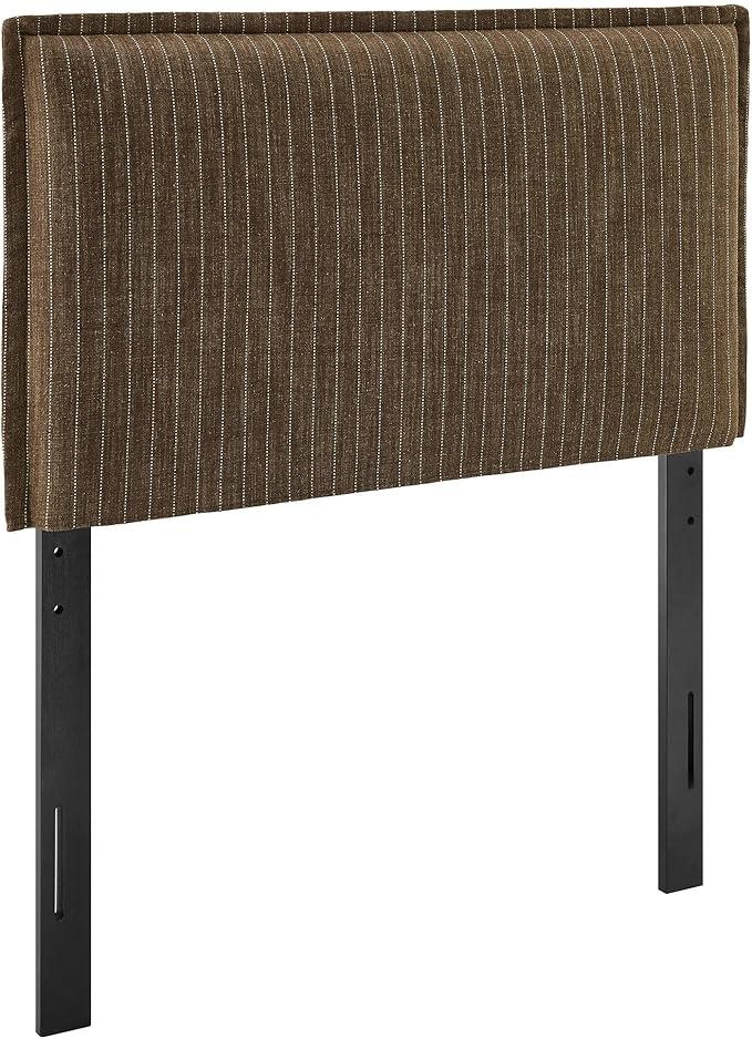 Modway Camille Twin Size Striped Linen Blend Pinstripe Headboard with Removable Slipcover – in Earth Stripe - Padded Pillow Style Headboard with Adjustable Mounting for Twin Beds