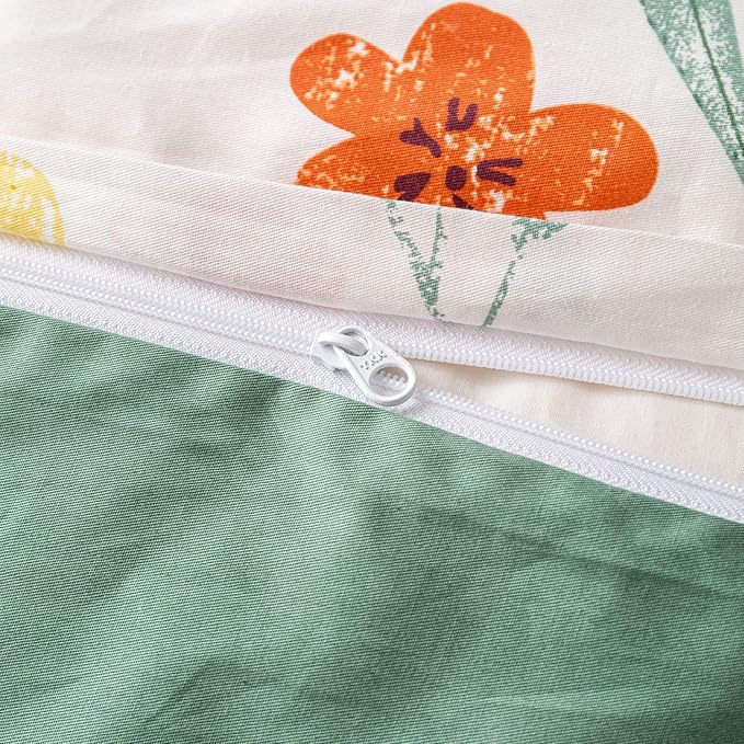OAITE Duvet Cover Set King Size Floral Pattern Ultra Soft 100% Cotton Duvet Cover Sets 3-PC, Breathable Duvet Cover with Zipper Closure & Corner Ties(2 Pillow Shams,1 Duvet Cover)